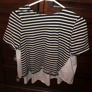 francesca striped navy blue blouse
